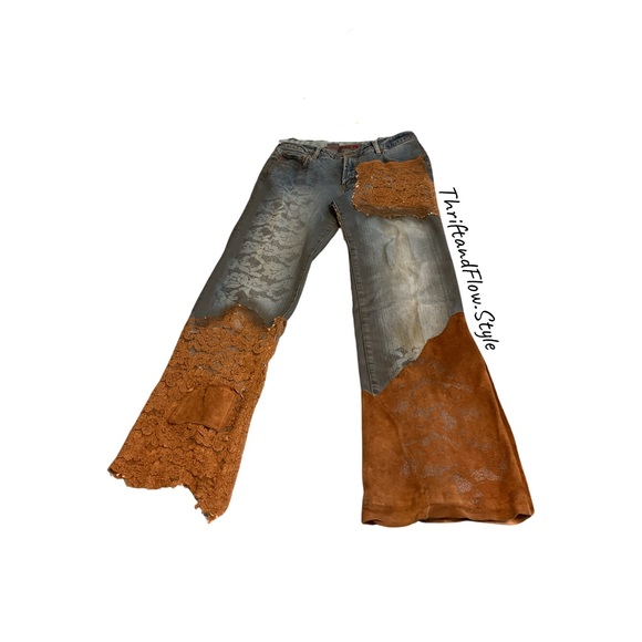 BOUTIQUE | PARASUCO | ERGONOMIC JEANS | BOHO | LEATHER | DYE LACE | SPANDEX - Picture 2 of 16